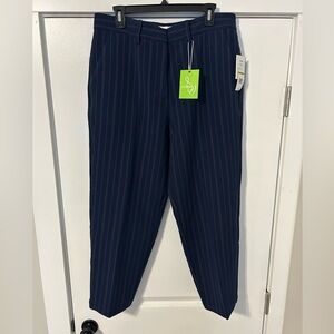 Navy Pinstripe Trousers